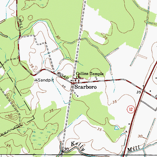 Topographic Map of Collins Temple Church, MD