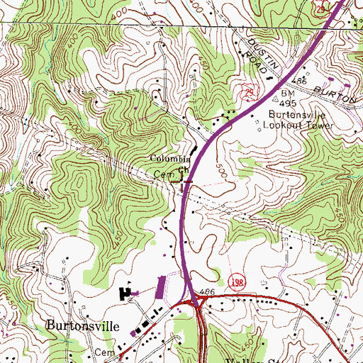 Topographic Map of Columbia Primitive Baptist Church, MD