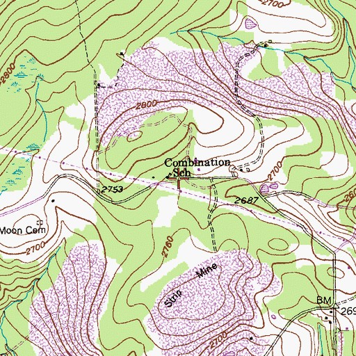 Topographic Map of Combination School, MD
