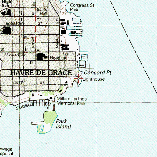 Topographic Map of Concord Point, MD