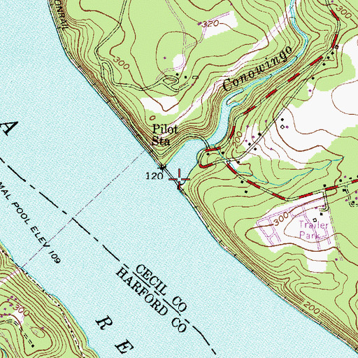 Topographic Map of Conowingo Creek, MD