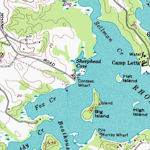 Topographic Map of Contees Wharf, MD