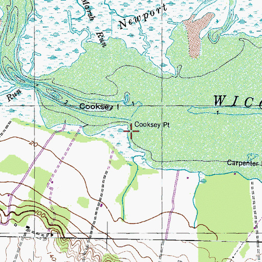 Topographic Map of Cooksey Point, MD