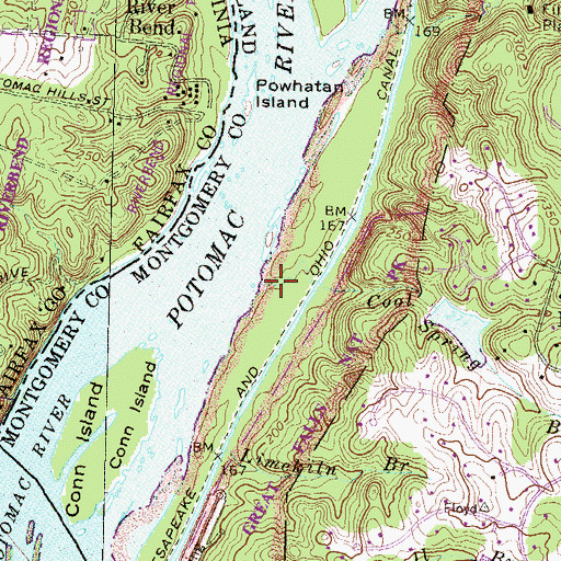 Topographic Map of Cool Spring Branch, MD