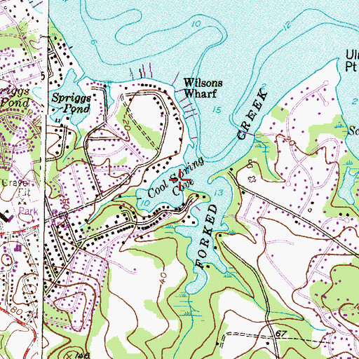 Topographic Map of Cool Spring Cove, MD