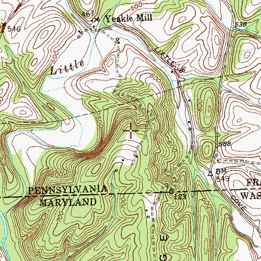 Topographic Map of Coon Ridge, PA