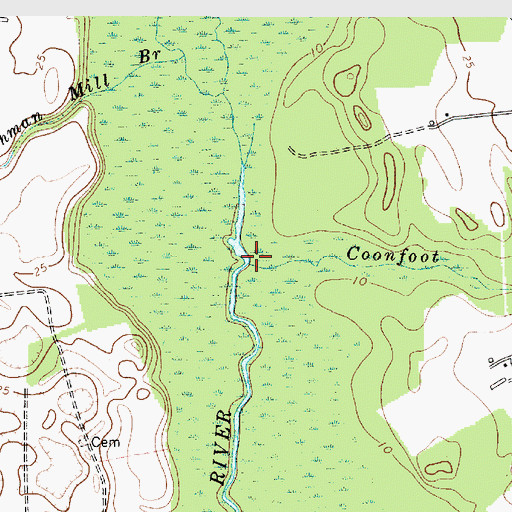 Topographic Map of Coonfoot Branch, MD