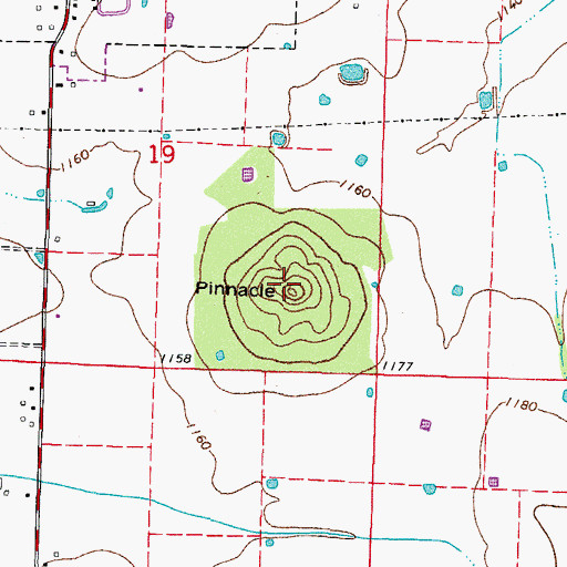 Topographic Map of Pinnacle, AR