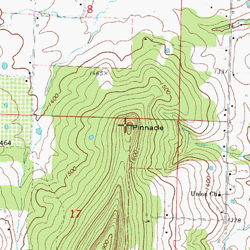 Topographic Map of Pinnacle, AR