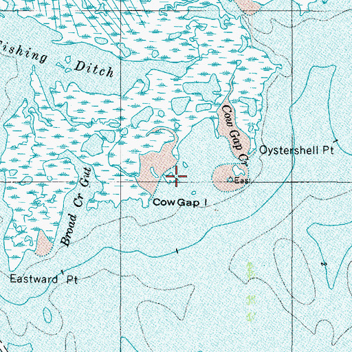 Topographic Map of Cow Gap Island, MD