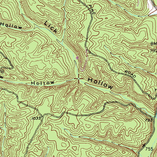 Topographic Map of Cow Hollow, MD