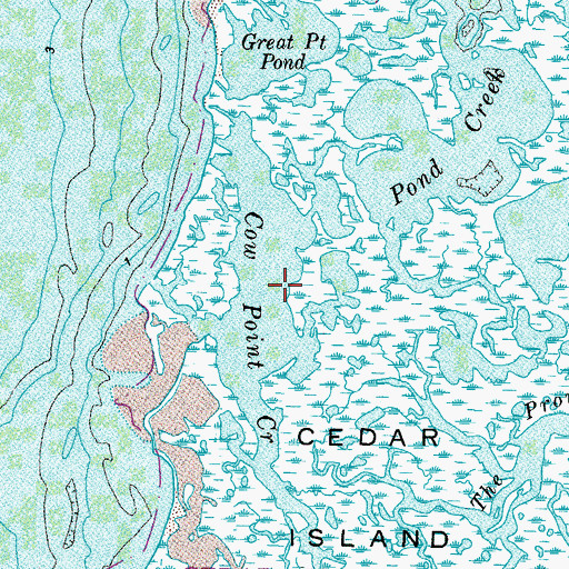 Topographic Map of Cow Point Creek, MD