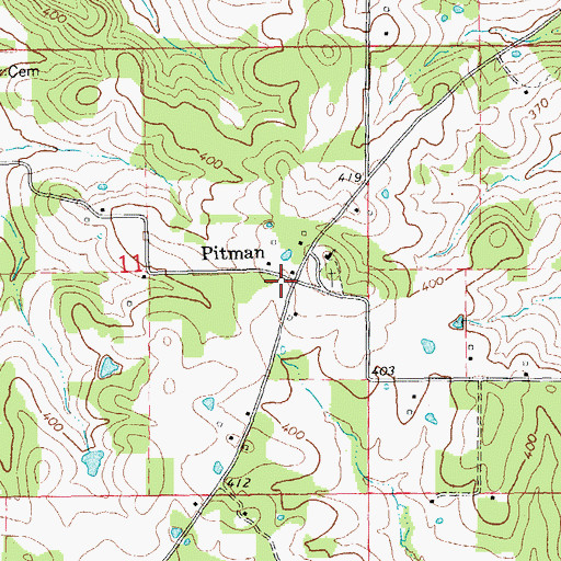Topographic Map of Pitman, AR
