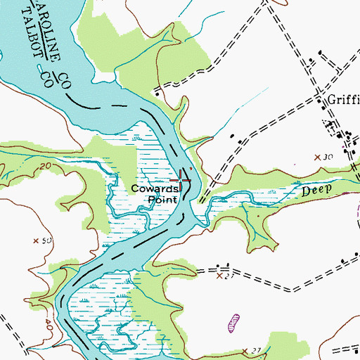 Topographic Map of Cowards Point, MD