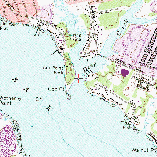 Topographic Map of Cox Point, MD