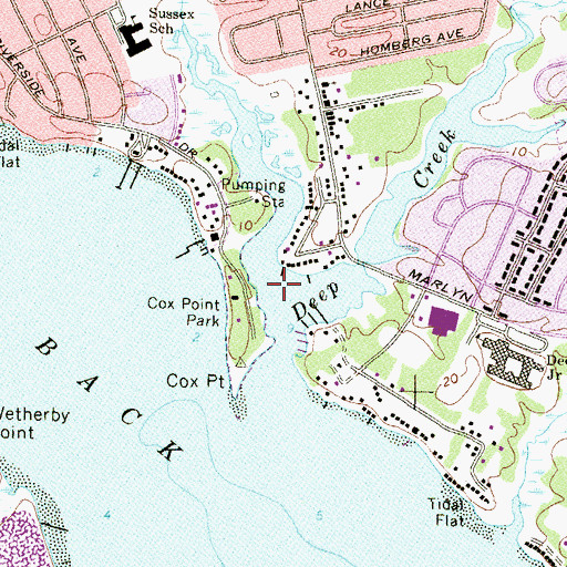 Topographic Map of Cox Point Park, MD
