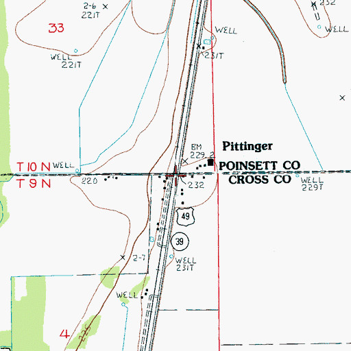 Topographic Map of Pittinger, AR
