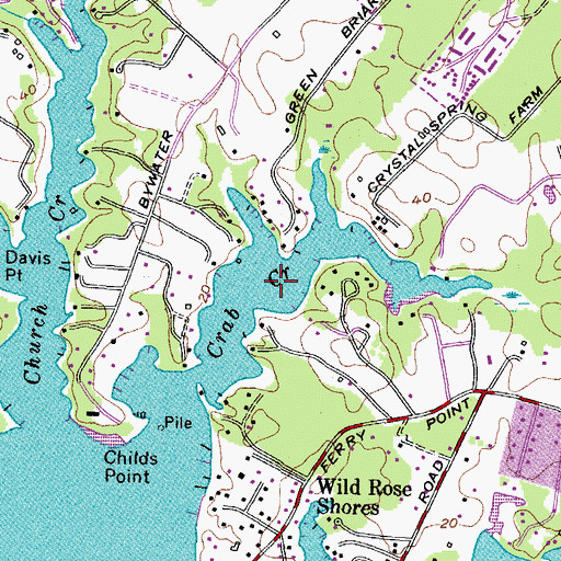 Topographic Map of Crab Creek, MD