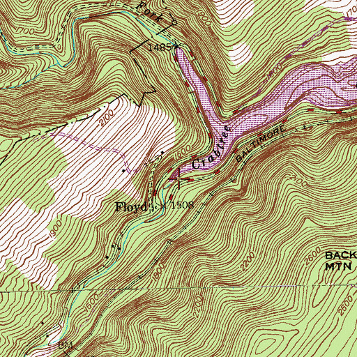 Topographic Map of Crabtree Creek, MD