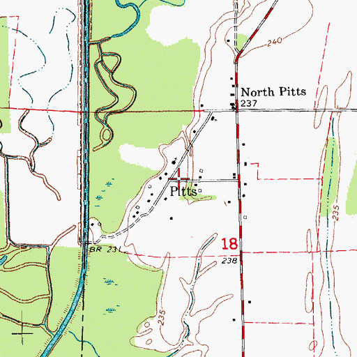 Topographic Map of Pitts, AR