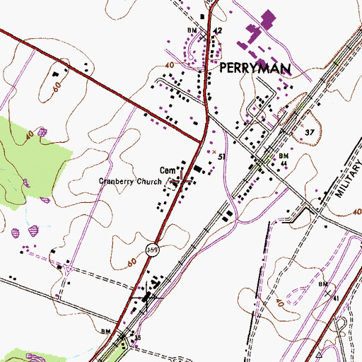 Topographic Map of Cranberry Church, MD