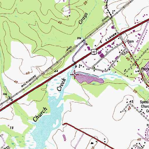 Topographic Map of Cranberry Run, MD