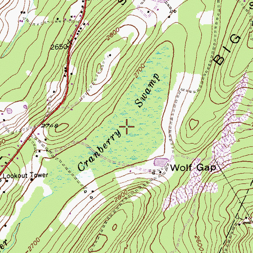 Topographic Map of Cranberry Swamp, MD