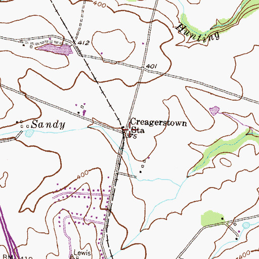 Topographic Map of Creagerstown Station, MD