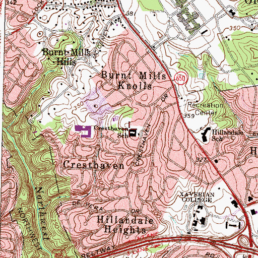 Topographic Map of Cresthaven Elementary School, MD