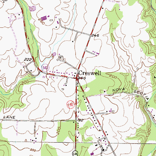 Topographic Map of Creswell, MD
