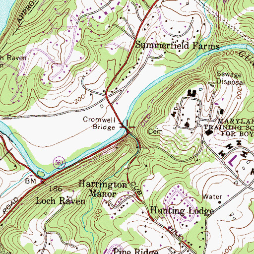 Topographic Map of Cromwell Bridge, MD
