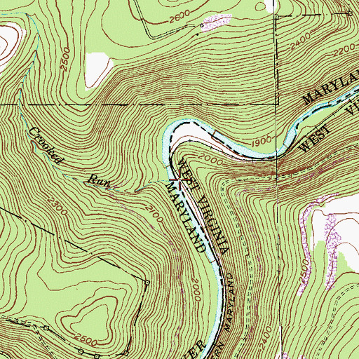 Topographic Map of Crooked Run, MD