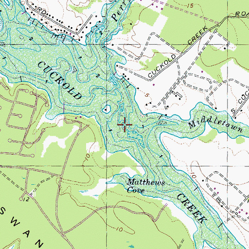 Topographic Map of Cuckold Creek, MD
