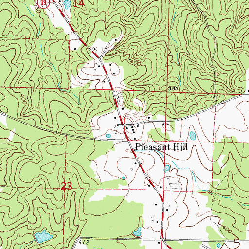 Topographic Map of Pleasant Hill, AR