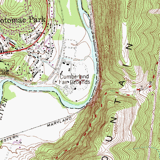 Topographic Map of Cumberland Fair Grounds, MD