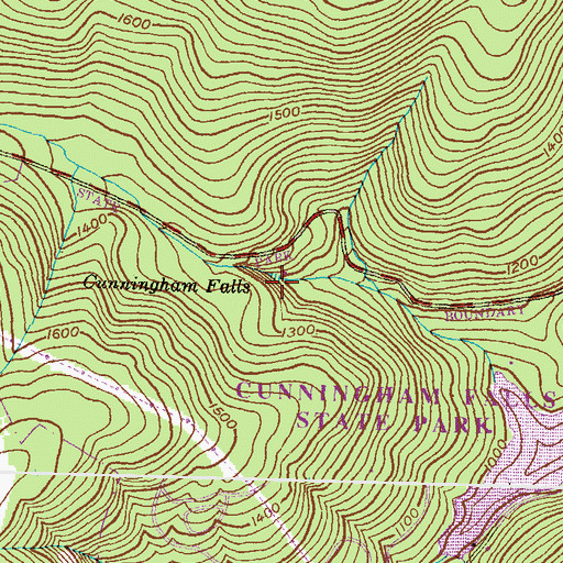 Topographic Map of Cunningham Falls, MD