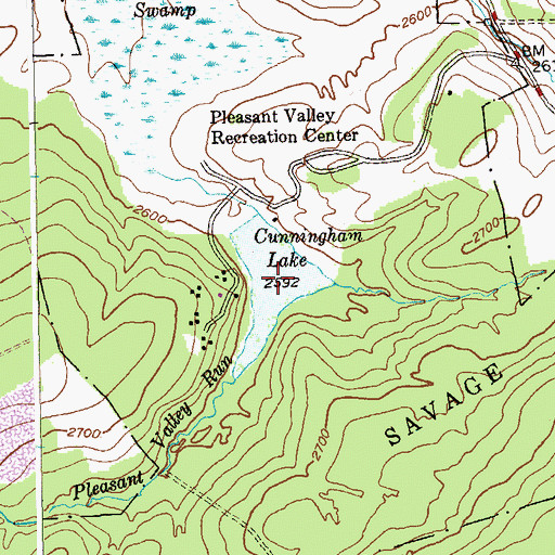 Topographic Map of Cunningham Lake, MD