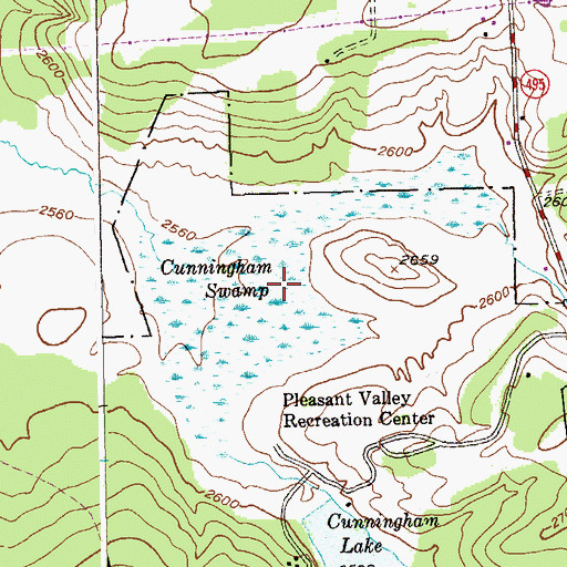 Topographic Map of Cunningham Swamp, MD
