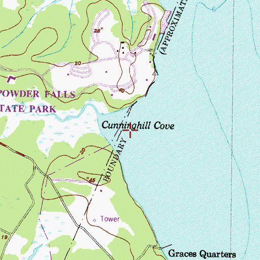 Topographic Map of Cunninghill Cove, MD