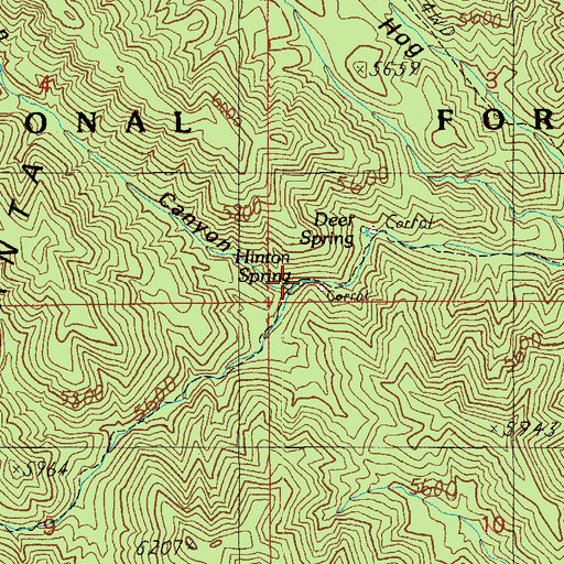 Topographic Map of Hinton Spring, AZ