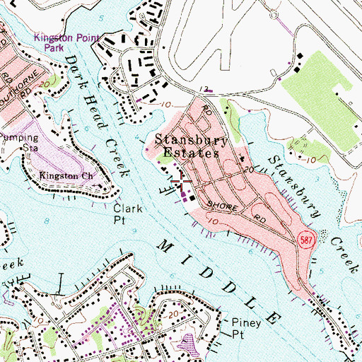 Topographic Map of Dark Head Creek, MD