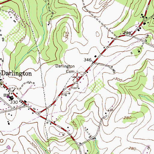 Topographic Map of Darlington Cemetery, MD