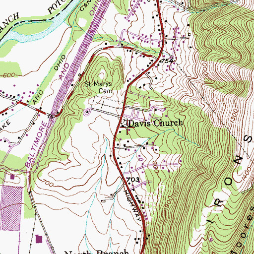 Topographic Map of Davis Memorial United Methodist Church, MD