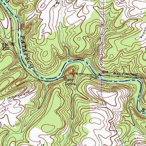 Topographic Map of Davis Tunnel, MD