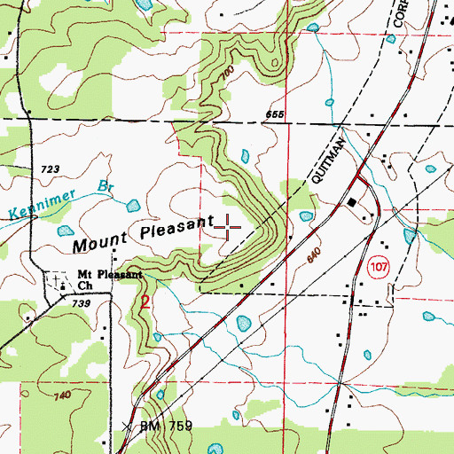 Topographic Map of Mount Pleasant, AR
