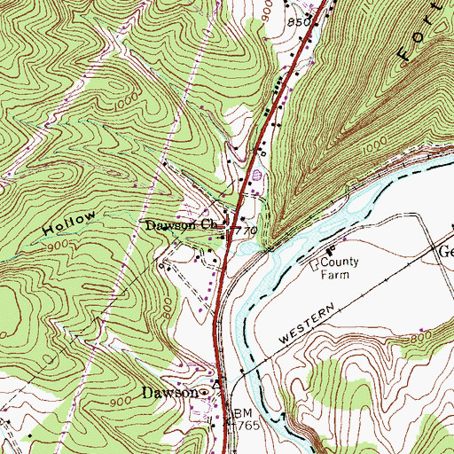 Topographic Map of Dawson United Methodist Church, MD