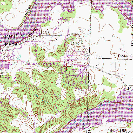 Topographic Map of Pleasure Heights, AR