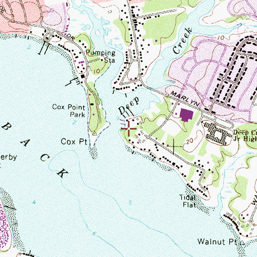 Topographic Map of Deep Creek, MD