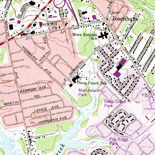 Topographic Map of Deep Creek Elementary School, MD