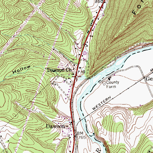 Topographic Map of Deep Hollow, MD